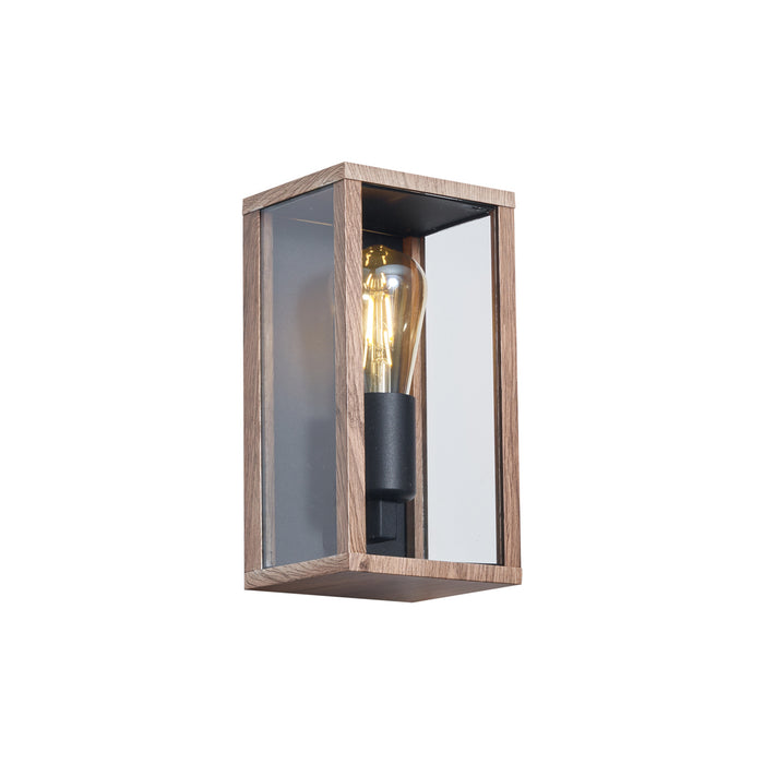 QAZQA Industriële wandlamp hout print 26 cm IP44  - Charlois