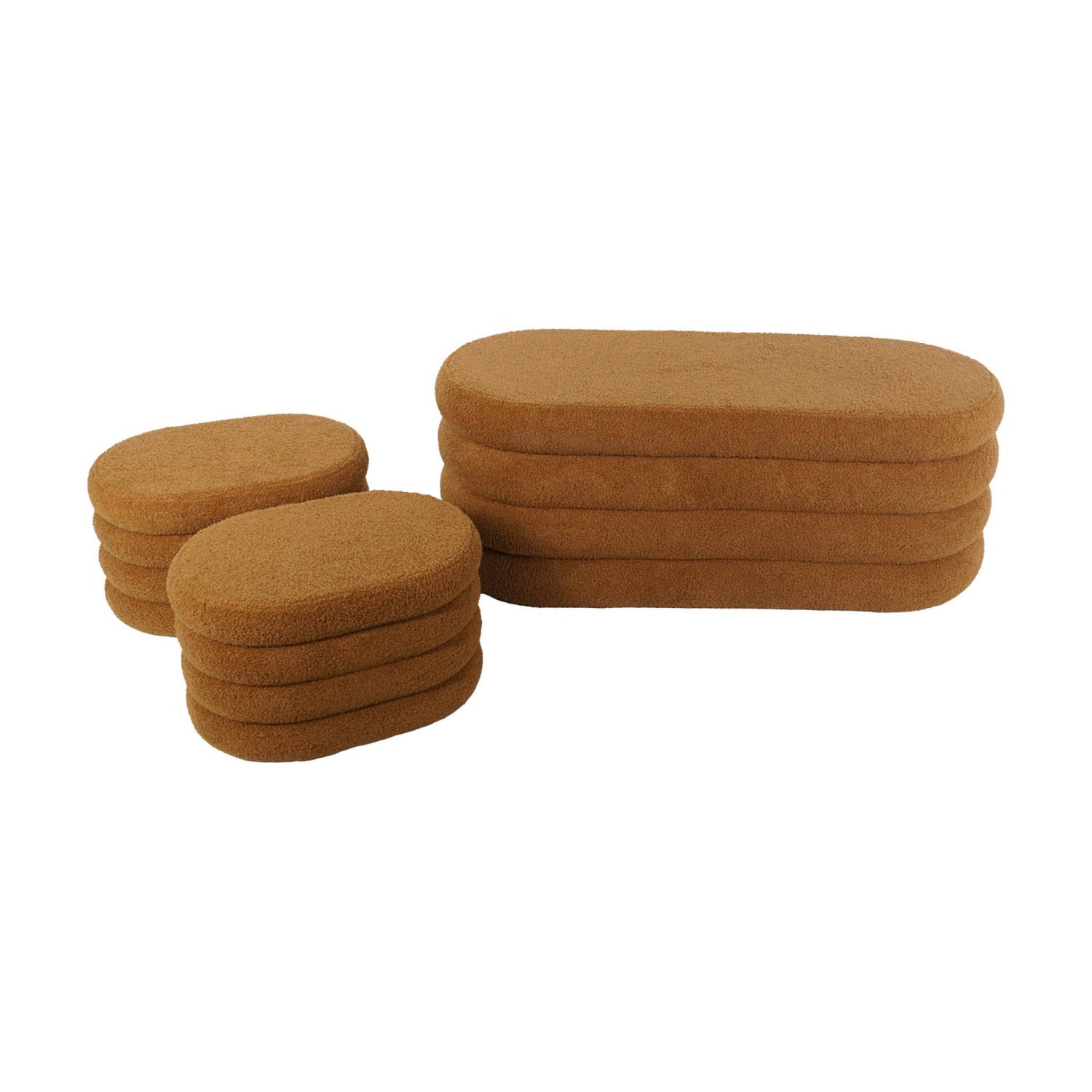 sweeek - Bankkist met 2 opbergpoefjes in boucléstof
