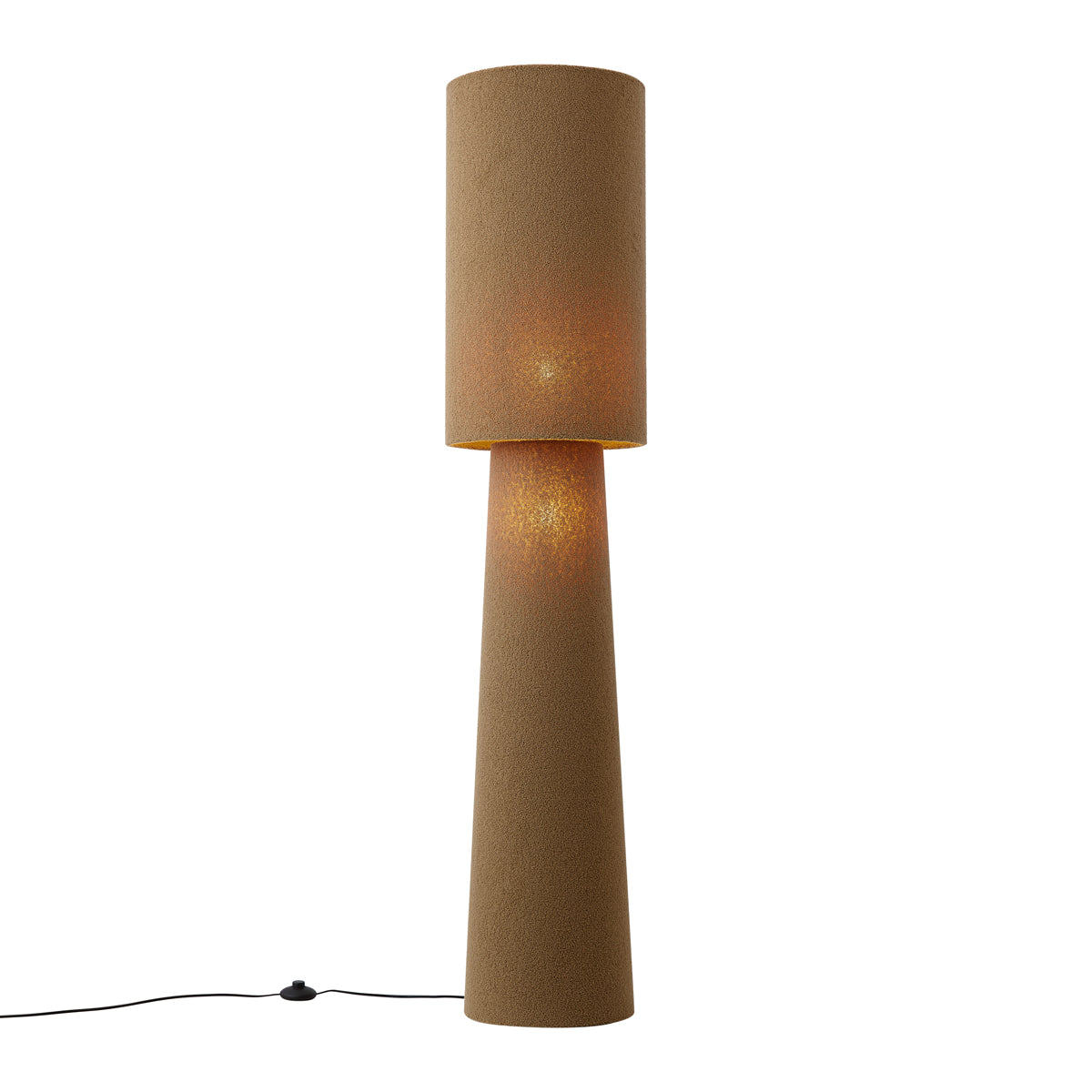 QAZQA Japandi vloerlamp bruin teddy stof 2-lichts - Trompet