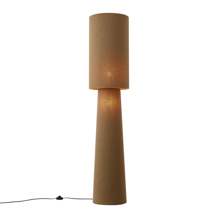 QAZQA Japandi vloerlamp bruin teddy stof 2-lichts - Trompet