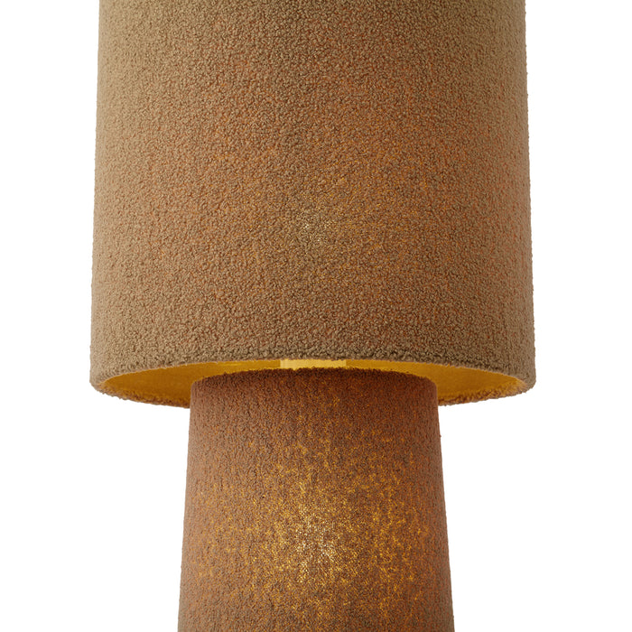 QAZQA Japandi vloerlamp bruin teddy stof 2-lichts - Trompet