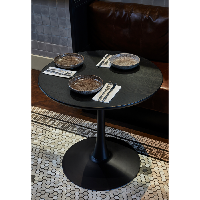 WOOOD Tablo Eettafel Rond Vingerlas - Eiken - Blacknight - Ø80