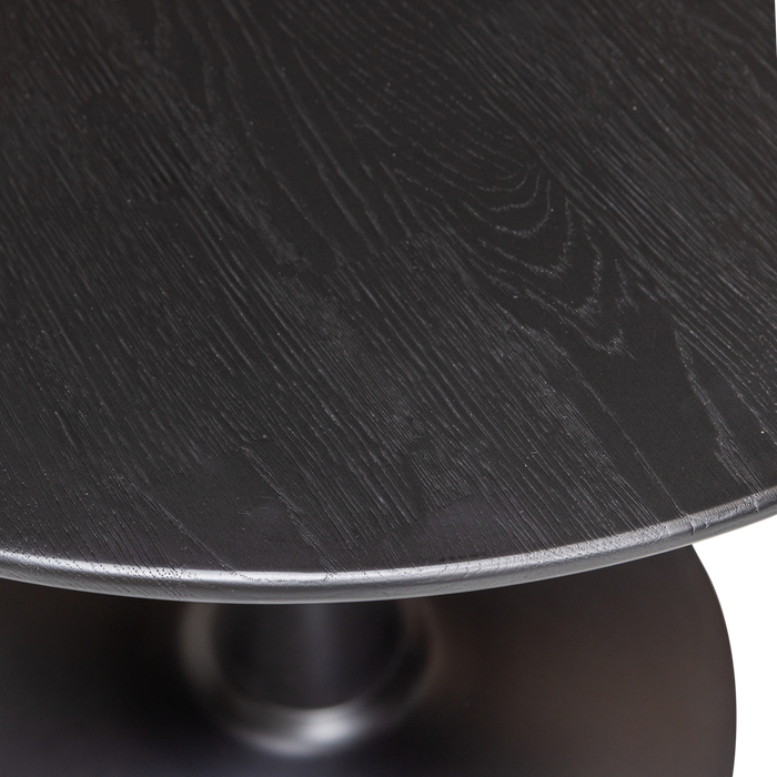 WOOOD Tablo Eettafel Rond Vingerlas - Eiken - Blacknight - Ø80
