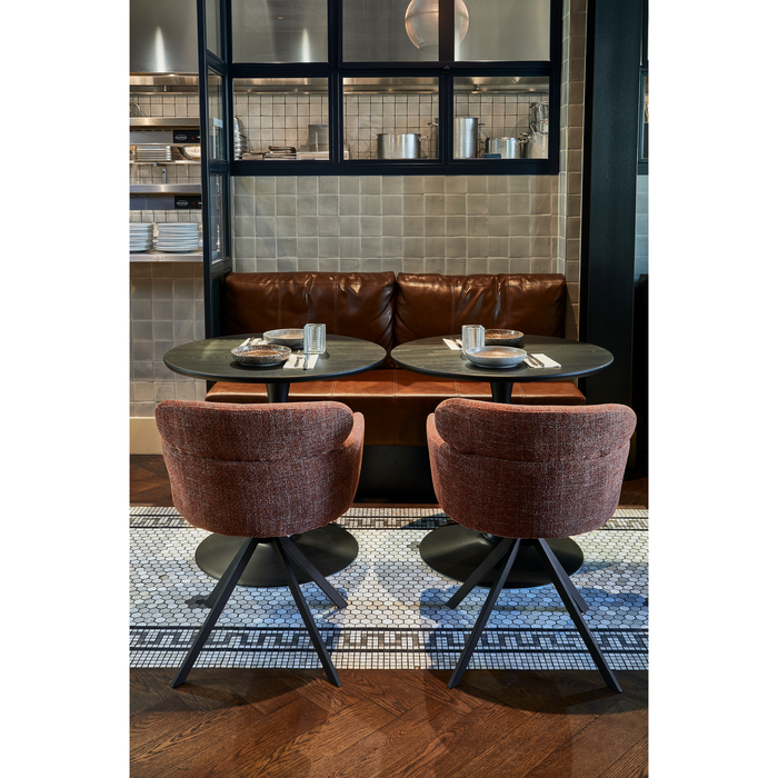 WOOOD Tablo Eettafel Rond Vingerlas - Eiken - Blacknight - Ø80