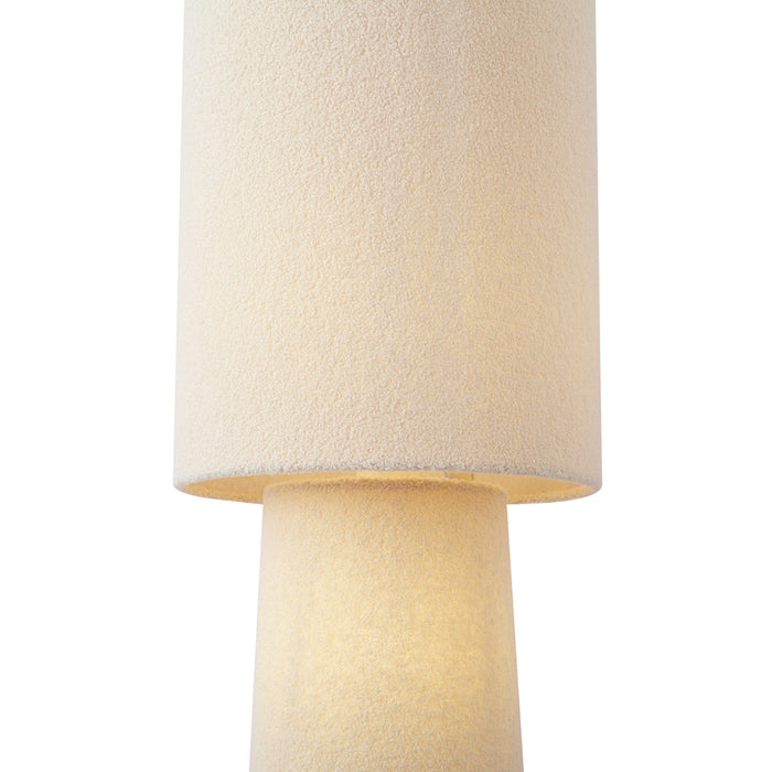 QAZQA Japandi vloerlamp beige teddy stof 2-lichts - Trompet