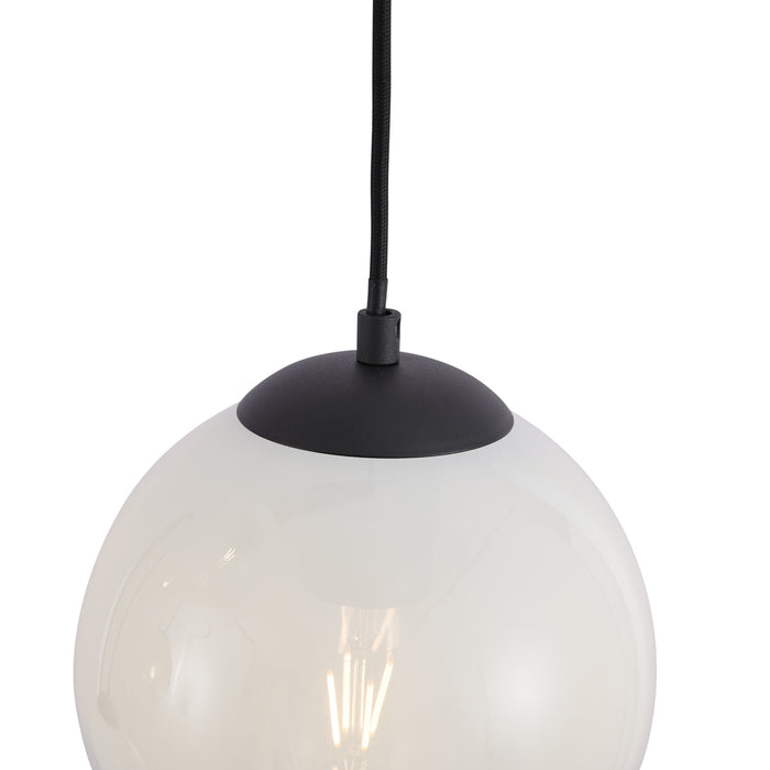 QAZQA Moderne hanglamp zwart met wit glas rond 7-lichts - Misty