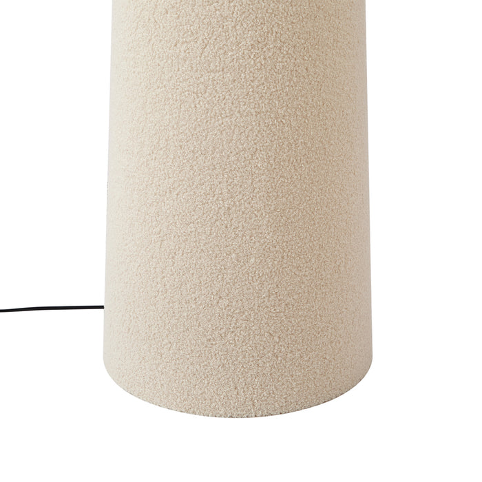 QAZQA Japandi vloerlamp beige teddy stof 2-lichts - Trompet