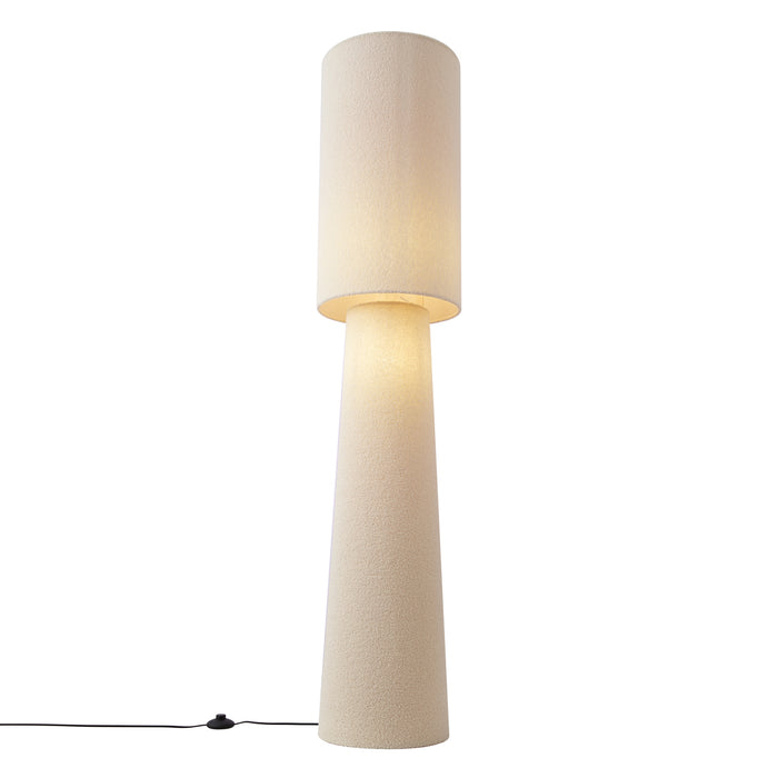 QAZQA Japandi vloerlamp beige teddy stof 2-lichts - Trompet