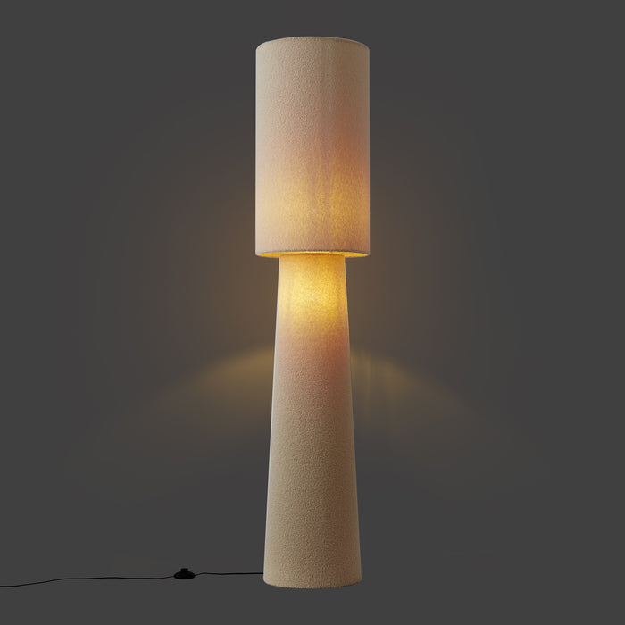 QAZQA Japandi vloerlamp beige teddy stof 2-lichts - Trompet