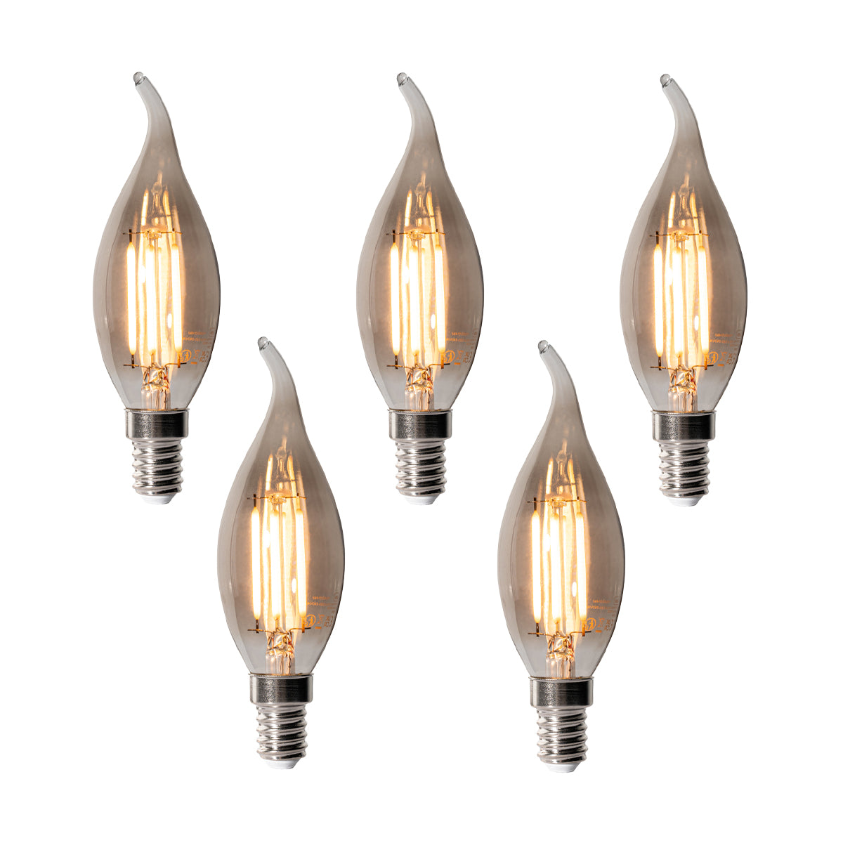 LUEDD Set van 5 E14 dimbare LED lampen BXS35 smoke 4W 300 lm 2200K