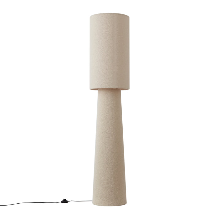 QAZQA Japandi vloerlamp beige teddy stof 2-lichts - Trompet