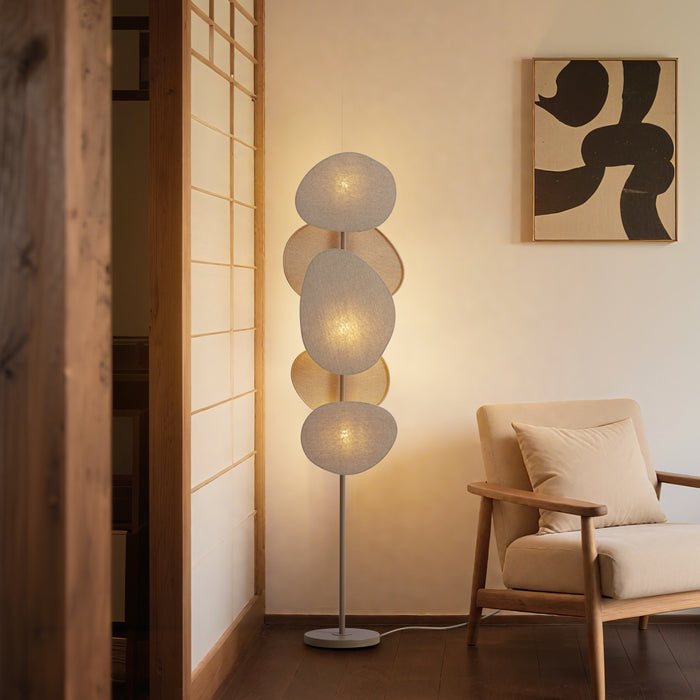 QAZQA Japandi vloerlamp beige 3-lichts - Organica
