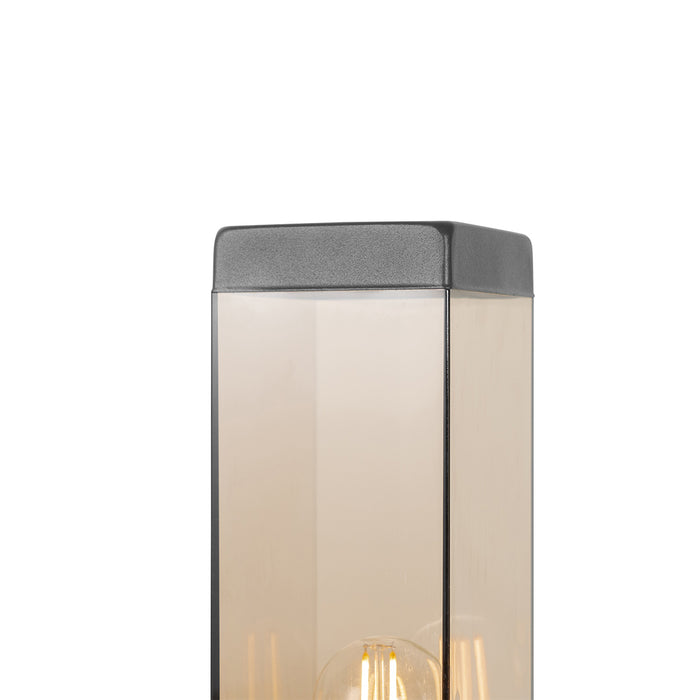 QAZQA Smart buitenlamp paal donkergrijs met smoke 80 cm incl. Wifi