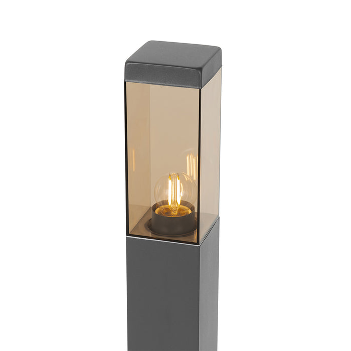 QAZQA Smart buitenlamp paal donkergrijs met smoke 80 cm incl. Wifi