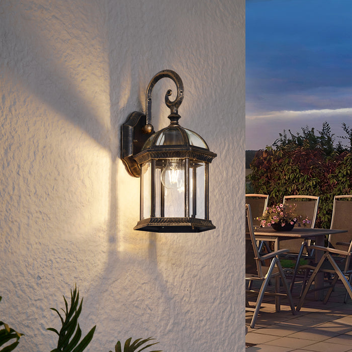 QAZQA Klassieke buiten wandlamp antiek goud IP44 - Glasgow