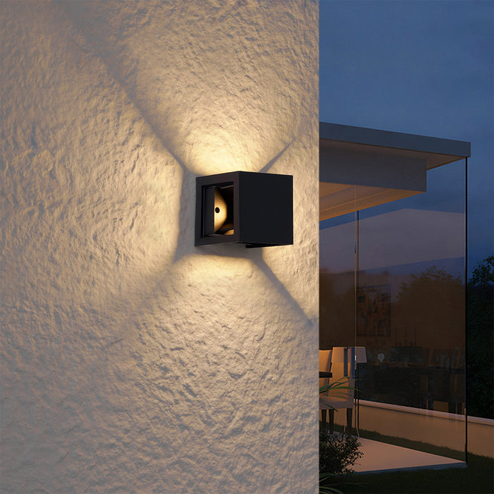 QAZQA Moderne wandlamp zwart incl. LED IP44 - Edwin Quadro