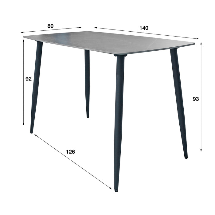 Giga Meubel - Bartafel Rechthoek - Keramiek Lichtgrijs - 140x80x93cm