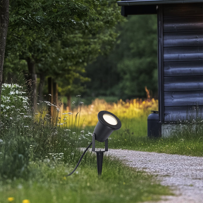 QAZQA Prikspot zwart incl. LED verstelbaar IP65 met snoer en stekker