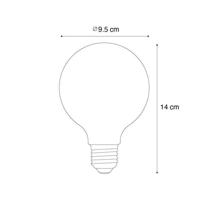 LUEDD E27 dimbare LED lamp spiraal filament G95 goud 4W 270 lm 2100K