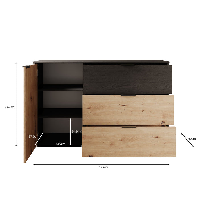 Meubella - Ladekast Augustus - Eiken - 125 cm