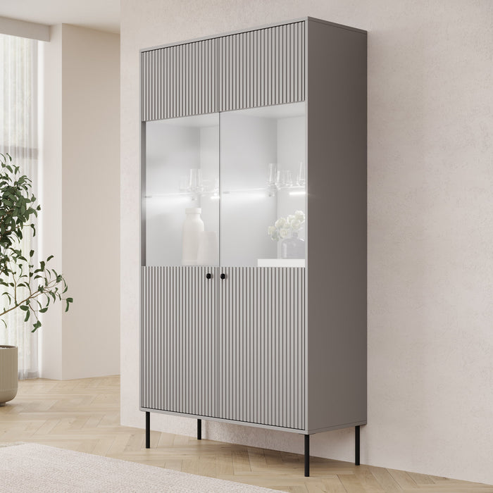 Meubella - Vitrinekast Ilux - Grijs - 105 cm