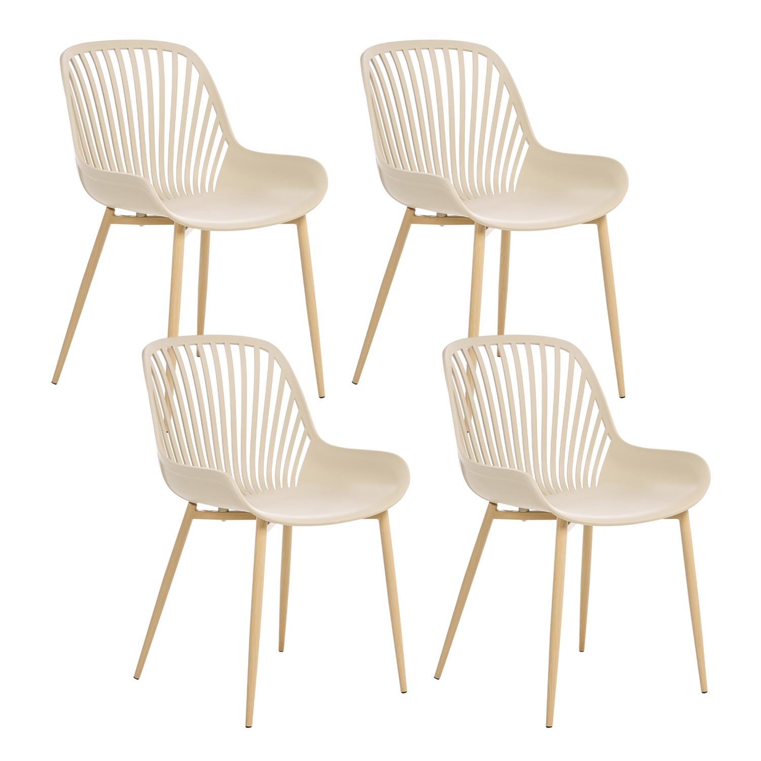 Beliani-KLEVE-Set van 4 eetkamerstoelen-Beige-Synthetisch materiaal