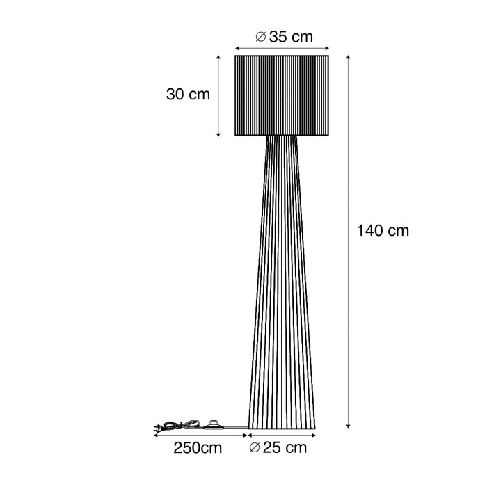 QAZQA Japandi vloerlamp naturel met kap - Dart