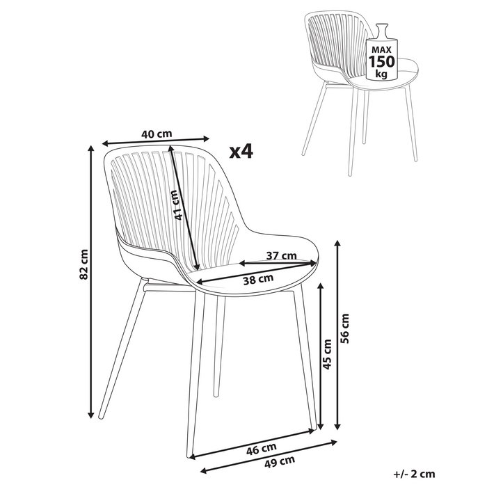 Beliani-KLEVE-Set van 4 eetkamerstoelen-Beige-Synthetisch materiaal