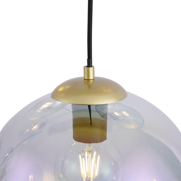 QAZQA Art Deco hanglamp goud met regenboog glas 7-lichts - Sandra