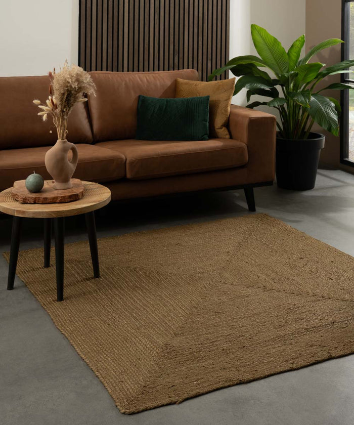 Boho&me Jute vloerkleed vierkant - Pure olijfgroen - 300x300 cm