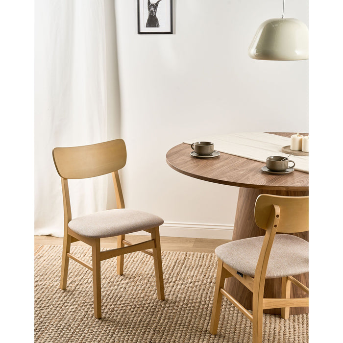Beliani-ANOKA-Eetkamerstoel set van 2-Lichtbeige|Lichtbruin-Rubberhout