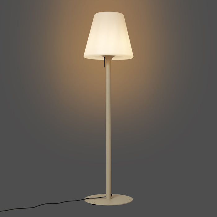 QAZQA Moderne buiten vloerlamp beige met witte kap IP44 - Big