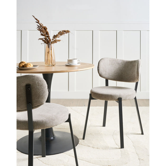 Beliani - BRONTE - Eetkamerstoel set van 2 - Beige - Polyester