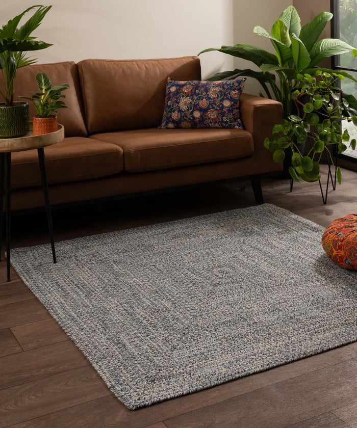 Boho&me Vloerkleed katoen vierkant - Joy blauw - 120x120 cm