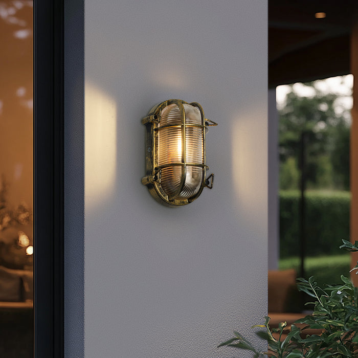 QAZQA Buiten wand- en plafondlamp antiek goud ovaal IP44 - Noutica