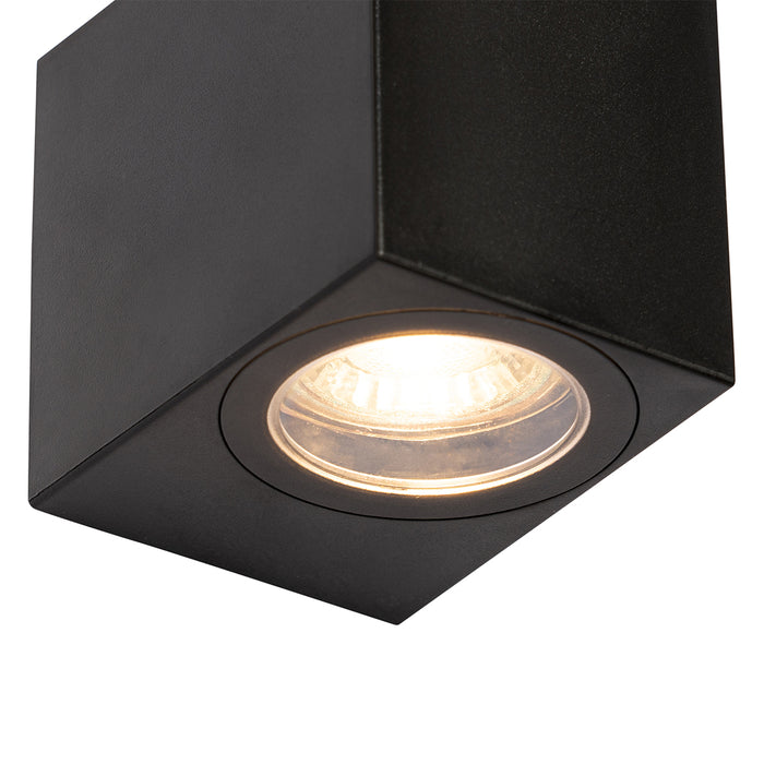 QAZQA Smart buiten wandlamp zwart IP65 incl. Wifi GU10 50mm - Baleno