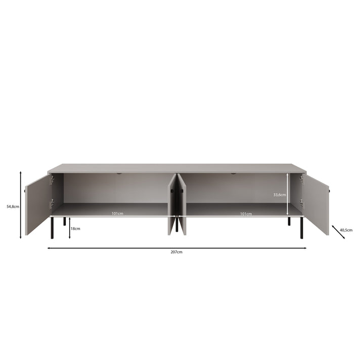 Meubella - TV-Meubel Ilux - Grijs - 204 cm