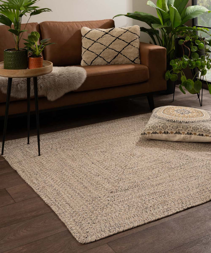 Boho&me Vloerkleed katoen vierkant - Joy beige|wit - 200x200 cm