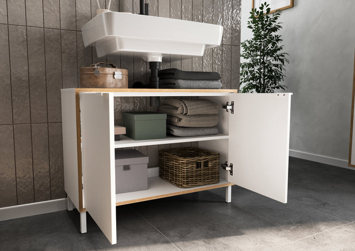 Germania Topeka Wit | Eiken Badmeubel Set Twee