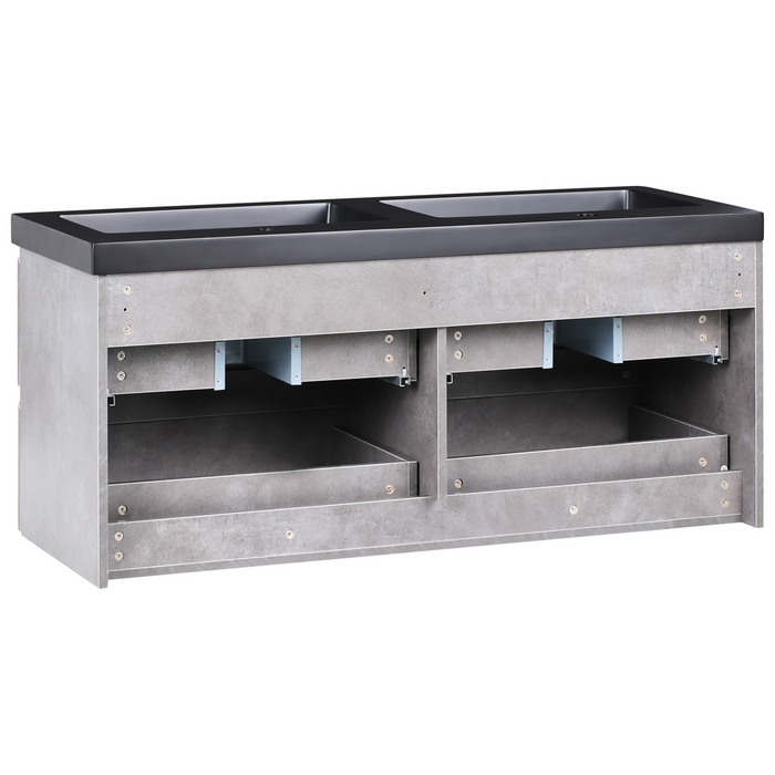 Beliani - CARDIEL - Wandgemonteerde dubbele wastafelkast - Grijs - MDF