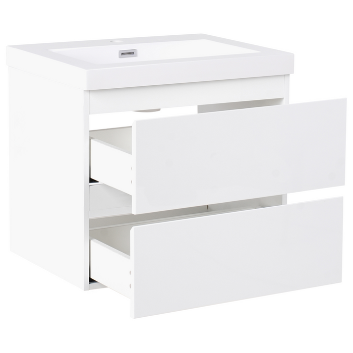 Beliani - CARDIEL - Wandgemonteerde wastafelkast - Wit - MDF