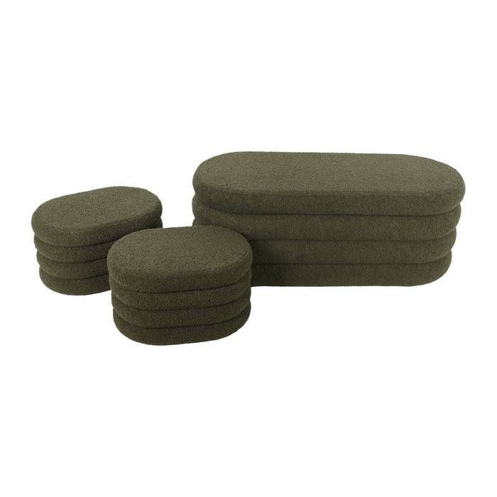 sweeek - Bankkist met 2 opbergpoefjes in boucléstof