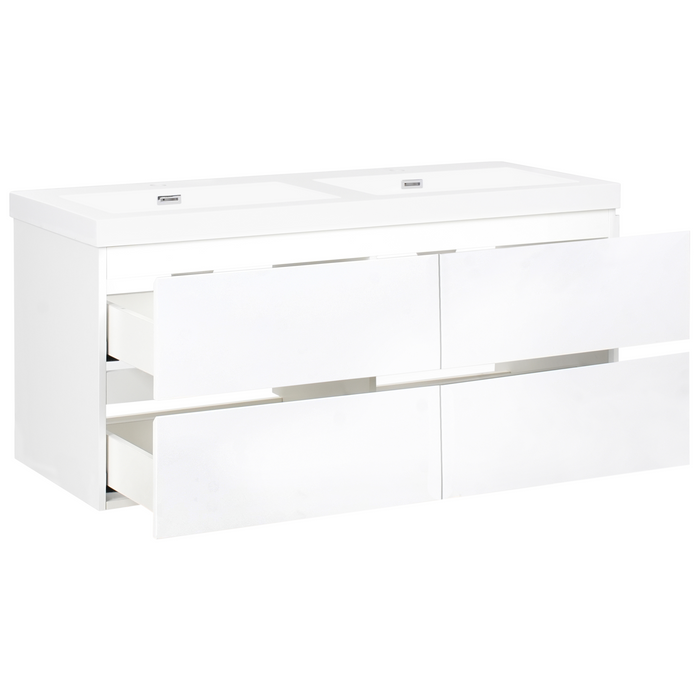 Beliani - CARDIEL - Wandgemonteerde dubbele wastafelkast - Wit - MDF