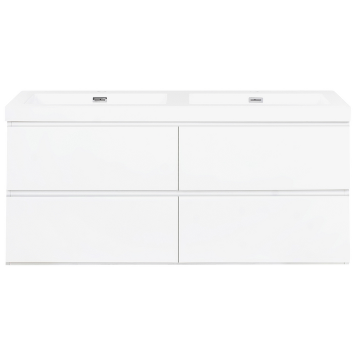 Beliani - CARDIEL - Wandgemonteerde dubbele wastafelkast - Wit - MDF