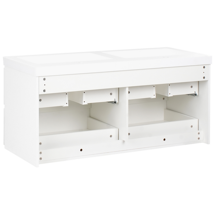 Beliani - CARDIEL - Wandgemonteerde dubbele wastafelkast - Wit - MDF