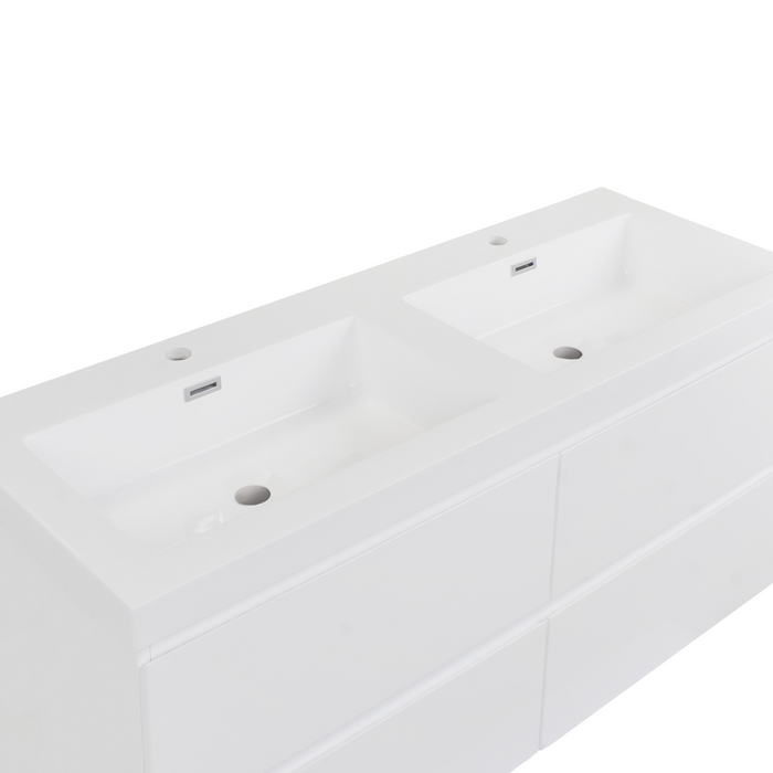 Beliani - CARDIEL - Wandgemonteerde dubbele wastafelkast - Wit - MDF