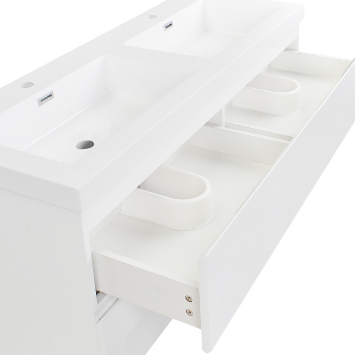 Beliani - CARDIEL - Wandgemonteerde dubbele wastafelkast - Wit - MDF