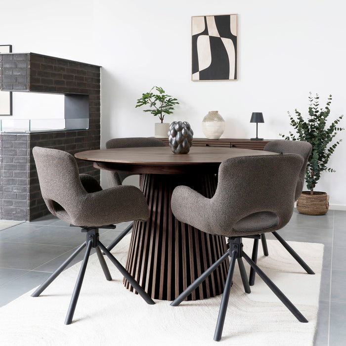 House Nordic Osaka Gerookt Eiken Eettafel Uitschuifbaar Ø120 - 240 cm