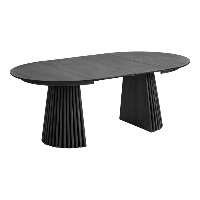 House Nordic Osaka Zwart Eiken Eettafel Rond | Uitschuifbaar