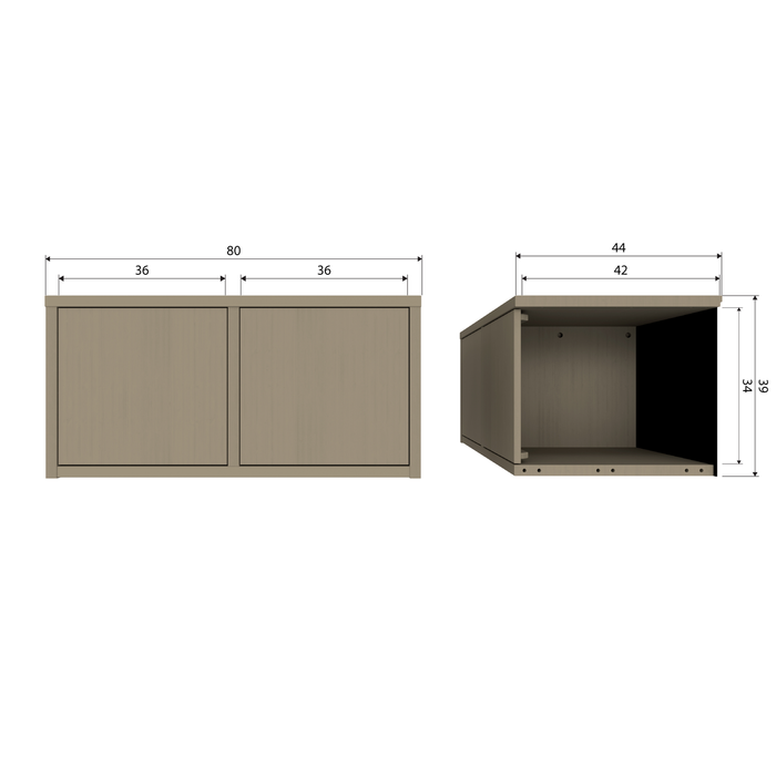 WOOOD Turner Opbergbank - Grenen - Mud - 39x80x44